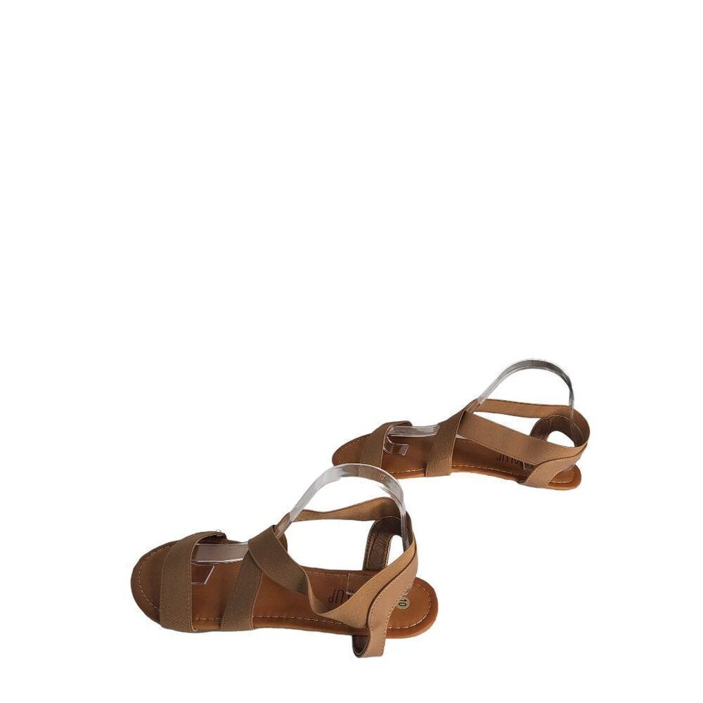 Sandalup Slingback Sandals Women Sz 10‎ Brown Adjustable Strap Flat Boho Summer - Picture 2 of 8